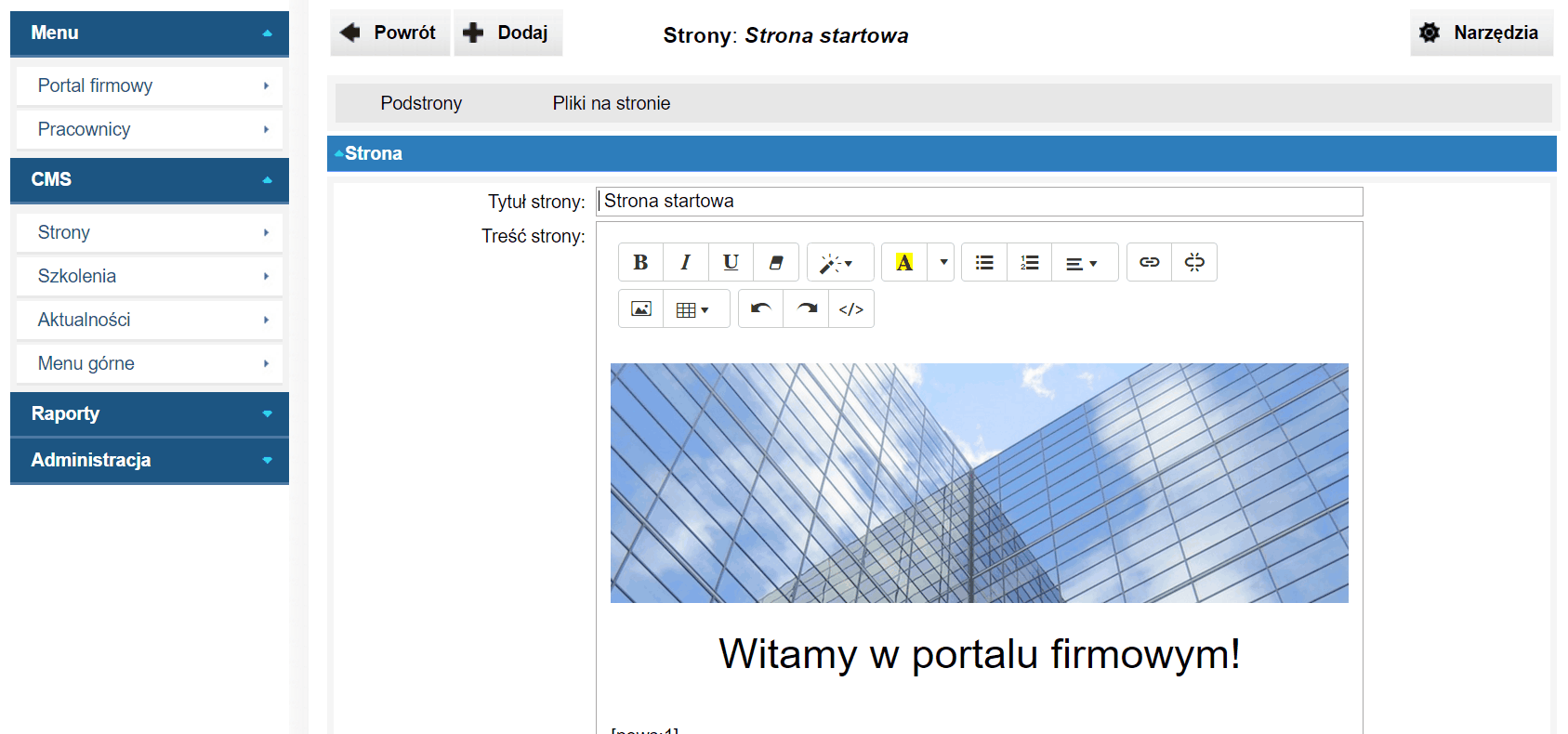 Edycja strony informacyjnej