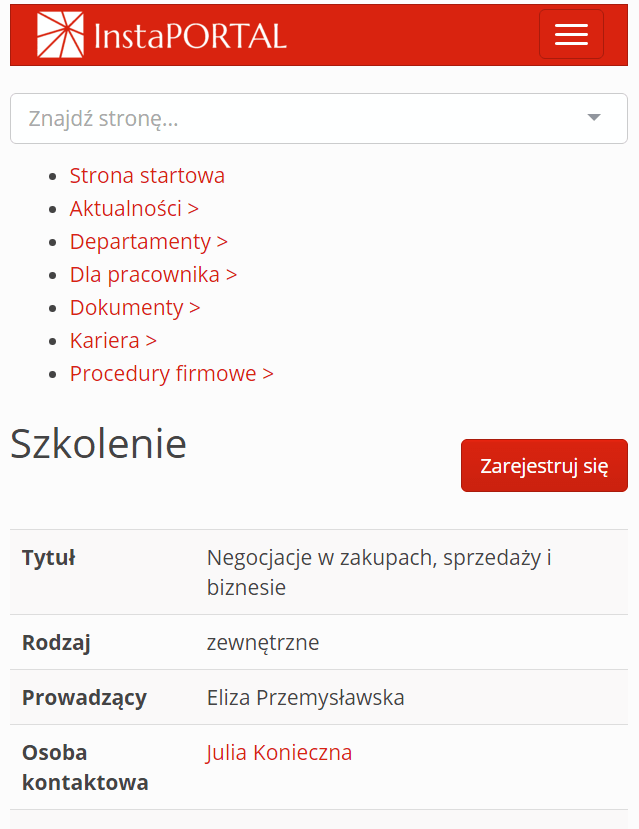 Szablon czerwony - wersja mobilna